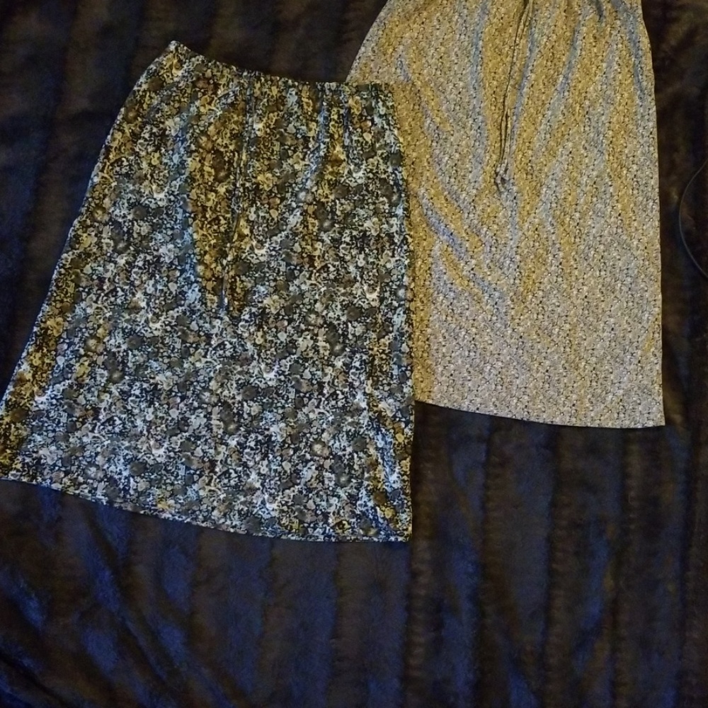 2 multi pattern multi colored skirts